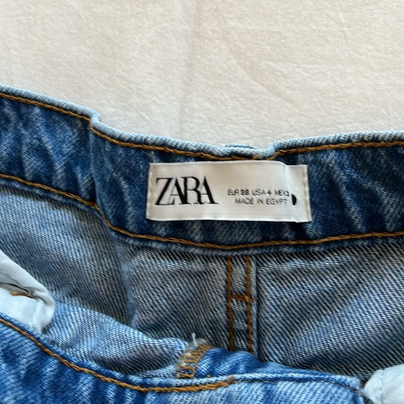 Zara Blue Distressed Flare Jeans - Picture 2 of 4